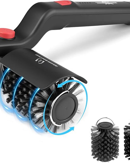 Electric Rotary Grill Brush with 1 Replacement Head,Cordless Rechargeable Grill Cleaning Brush with Adjustable Angle,No Bristle Shedding,Gifts for Men/Dad