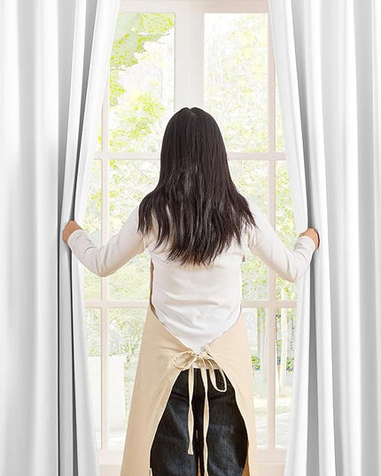 KEQIAOSUOCAI Pleated White Curtains 72 Inches Long for Bedroom,Half Blackout Room Darkening Memory Shape Window Curtain 72 Inch Length 2 Panel Set,Pinch Pleated Drapes with Hooks,40 by 72,Set of 2