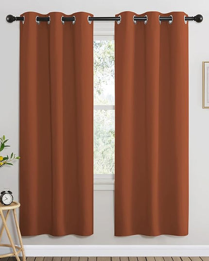 NICETOWN Blackout Window Curtains 72 inches Long, Thermal Insulated Grommet Room Darkening Window Treatments for Bedroom/Living Room, Burnt Orange, Set of 2, W37 x L72