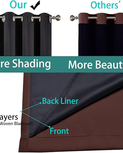 Yakamok 100% Blackout Patio Door Curtain Panels - Extra Wide, Sliding Glass Door Curtain Grommet Drapes, Thermal Curtain for Sliding Glass Door, Chocolate Brown, W100 x L84, 1 Panel