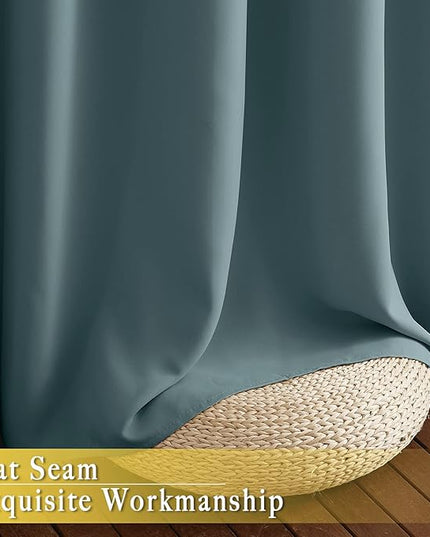 NICETOWN Blackout Curtain for Sliding Door, Patio Door Curtains, Grommet Thermal Insulated Room Divider Curtain Drape for Living Room/Bedroom (Greyish Blue, W80 x L84, 1 Panel)