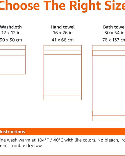 Amazon Basics Fade Resistant Bath, Hand and Washcloth Towel Set, 100% Cotton, Set of 6, 30 x 54 inches, Blush Pink