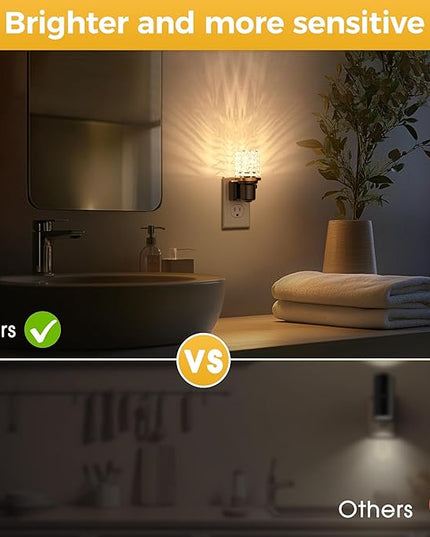 L LOHAS LED Night Light, 2 Pack Dimmable Night Lights Plug into Wall, Automatic Night Lights Plug in with Auto Light Sensor, 0-100LM Adjustable Brightness 3000K Night Light, for Bedroom Hallway Decor