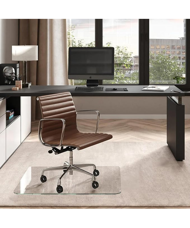 Vitrazza Glass Chair Mat 36” x 42” Superior ¼ Thick, Luminoso Low-Iron Ultra Clear, Certified Tempered Safety Glass, Delivers a Smooth Glide, Protects Carpet or Wood, Beautiful in Home or Office.