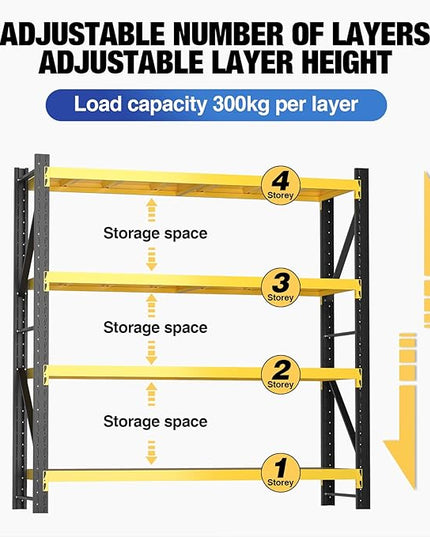 torage Shelves,Garage Shelving Heavy Duty Metal Adjustable Garage Shelves, Shelving Units Industrial Shelving for Warehouse(Yellow and Black, W47.2*D23.6*H78.7)