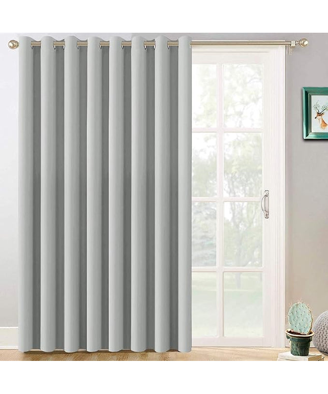 Yakamok Thermal Patio Door Curtains - Grey Blackout Room Darkening Door Blinds for Sliding Glass with Grommet Top, Split Room Divider Curtains (Light Grey, 100 inches W x 84 inches L)