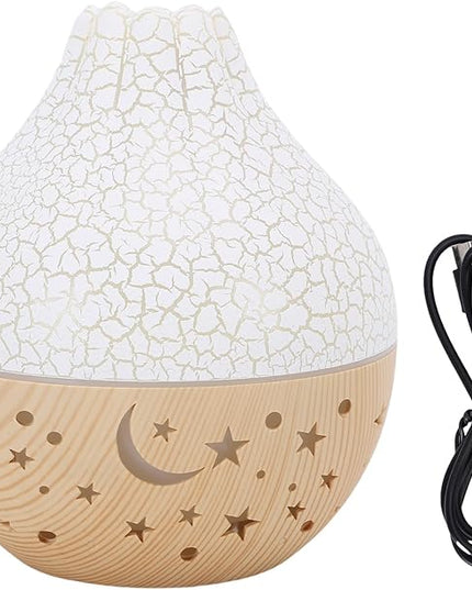 Air Diffuser Humidifier, Wood Grain Ultrasonic Cool Mist, 2 in 1 Aromatherapy Essential Oil Diffuser with Mood Light, Quiet Personal Humidifier for Bedroom Office (White Crack Light Wood