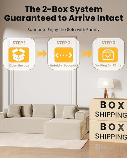 Bashaw 108" Cloud Sectional Couch Sofa with L-Shape Chaise, Modern Modular Sofa Couch Upholstered Couches for Living Room Bedroom, No Assembly Required (Beige, Right Facing Chaise)