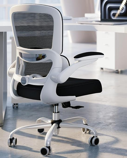 TRALT Office Chair - Ergonomic Desk Chair with Adjustable Lumbar Support, Mesh Computer Chair, Executive Chairs for Home Office Comfortable Lumbar Support (White+Black)
