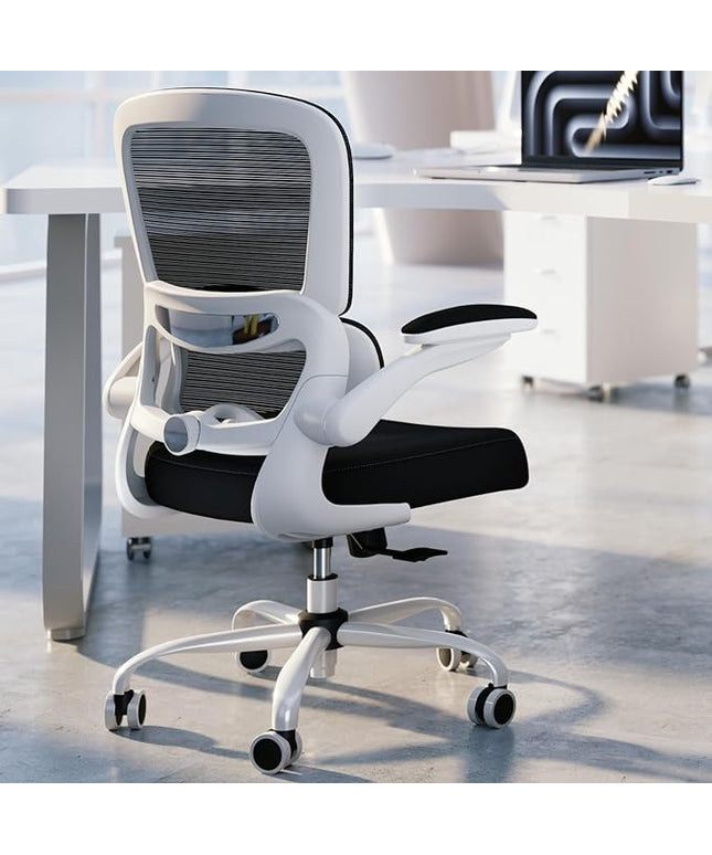 TRALT Office Chair - Ergonomic Desk Chair with Adjustable Lumbar Support, Mesh Computer Chair, Executive Chairs for Home Office Comfortable Lumbar Support (White+Black)