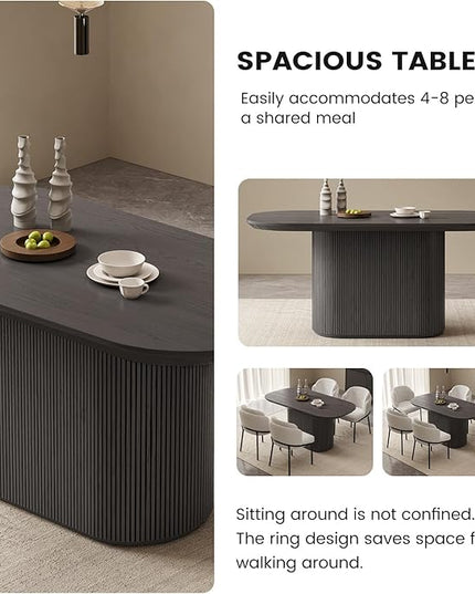 Guyii 5-Piece Oval Dining Table Set, 62.99" Modern Kitchen Table with 4 Chairs, Indoor Rectangular Dining Room Table for Kitchen, Living Room, Black