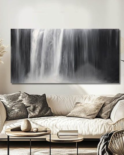 Abstract Waterfall Picture Living Room Decor Abstract Wall Art Black and White Artwork Modern Office Home Decor 20X40 Inch