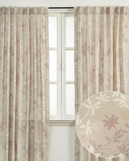 Maison d' Hermine Curtains for Living Room 100% Cotton 96 inch Length Two Panels Light Filtering Curtains for Bedroom Windows with Rod and Loop Pockets Drapes (Louxor Beige, 50" W x 96" L)