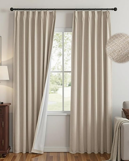 MYSKY HOME Taupe Blackout Curtains 63 inches Long Pinch Pleated Curtains for Living Room Bedroom 100% Room Darkening Black Out Window Drapes with Hooks Back Tab, 40" Wide per Panel, 2 Pieces