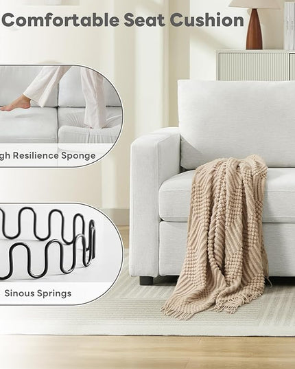 Tbfit Sectional Couch Loveseat, 79" Modern Comfy Sofa with Deep Seat, Removable Cover & Reversible Cushion, White