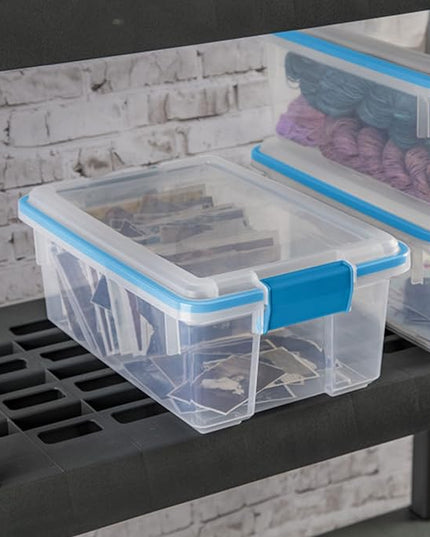 Sterilite 6-Pack Gasket Box, Weather-Resistant Storage Bins with Latching Lids, 12 Quart - Heavy-Duty Organizing Containers for Closet, Bathroom, and Office