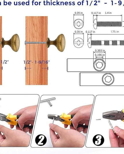 Ravinte 3 Pack Antique Brass Round Zinc Cabinet Knobs for Kitchen Bathroom Closet Dresser Cabinets