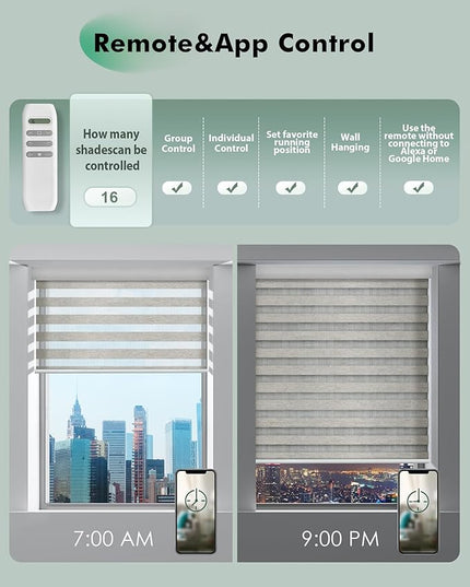 Yoolax Motorized Zebra Blinds, Remote Zebra Shades for Indoor Windows, Motorized Shades with Remote Light Control Horizontal Window Blinds Custom Size(70% Shading Warm Silver)