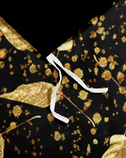 Twin Size Gold Leaves Duvet Cover Set Trendy Floral Bedding Sets Abstract Bed Set for Girls,Boys Bedroom Decor