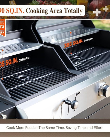 Sophia & William Charcoal and Propane Gas Grill Combo with Side Burner & Porcelain-Enameled Cast Iron Grate, Dual Fuel BBQ Grill for Outdoor, Barbecue Grill, 690 SQIN Cooking Area