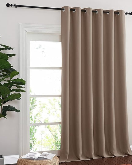 NICETOWN Blackout Blinds for Patio Door, Sliding Door Insulated Blackout Curtains, Extra Wide Curtain with Grommet Top for Villa/Hall/Parlor (Cappuccino, 1 Panel, 80” W x 108“ L)