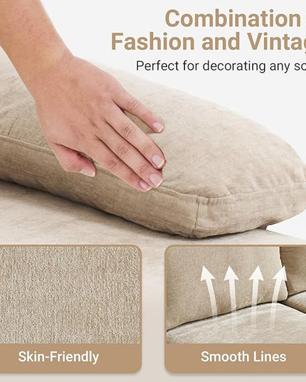 VINGLI 110" Sectional Couches for Living Room,U Shaped Couch with Double Chaise, 4-Seat Sofa Set with Chenille Fabric for Home Furniture,Light Khaki