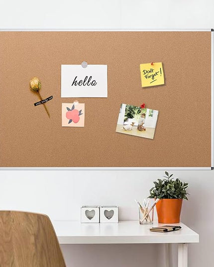 VIZ-PRO Cork Notice Board Bulletin Board, 96 X 48 Inches, Pack of 2, Silver Aluminium Frame