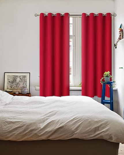 BGment Room Darkening Curtains 72 Inches Long - Grommet Thermal Insulated Drapes Window Treatment Curtains for Bedroom, 2 Panels, 52 x 72 Inch, Red