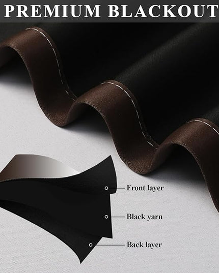 Estelar Textiler Ombre Blackout Curtains for Bedroom 63 Inch Length 2 Panels Set, Room Darkening Thermal Insulated Grommet Window Curtains and Drapes for Living Room, Brown and Greyish White, W52xL63