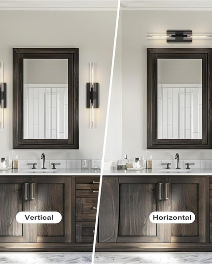 Black Wall Sconces Set of Two, Copper Wall Lights for Bathroom Vanity, 22.8" Modern Wall Sconces 2-Light, Indoor Wall Mounted Sconces for Bathroom Mirror, Bedroom, Living Room