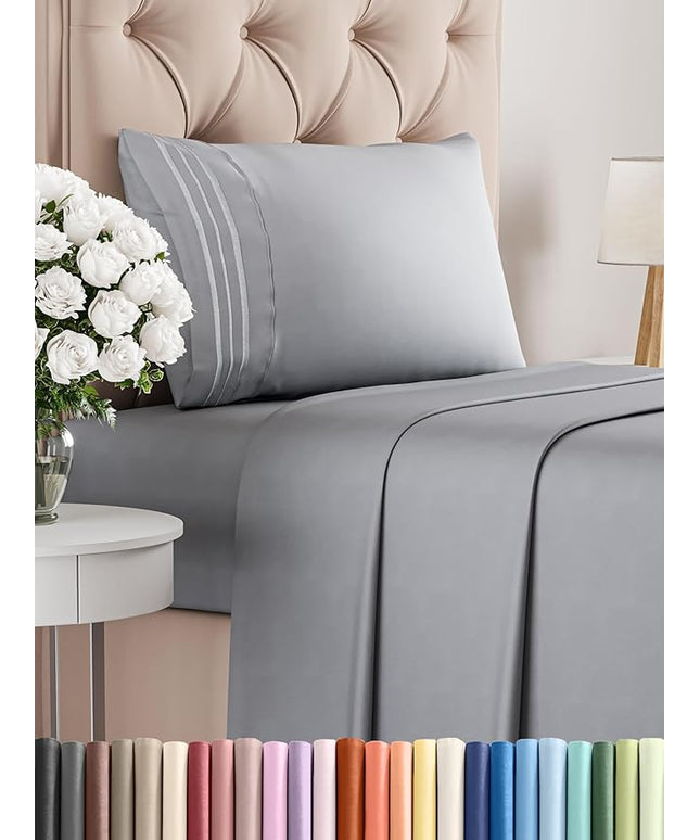 Twin Size 3 Piece Sheet Set - Comfy Breathable & Cooling Bed Sheets Set - Hotel Luxury Bedding for Women, Men, Kids, Teens, Boys & Girls - Deep Pockets, Soft and Wrinkle Free - Oeko-Tex - Steel Blue