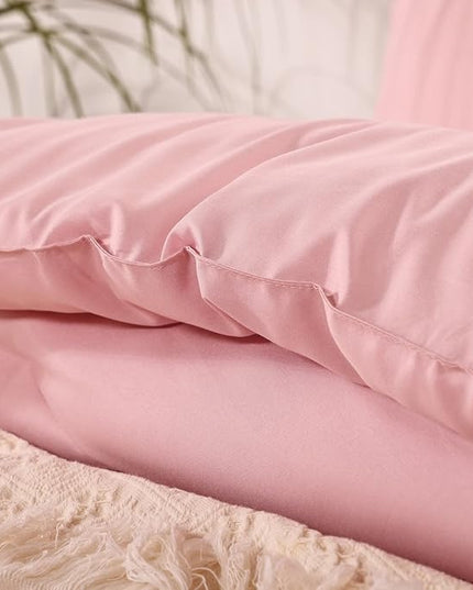ROSGONIA Full Size Comforter Sets for Girls Boys Teens Pink, 3pcs (1 Boho Comforter & 2 Pillowcases), Lightweight Dorm Bedding Soft All Season Bed Set