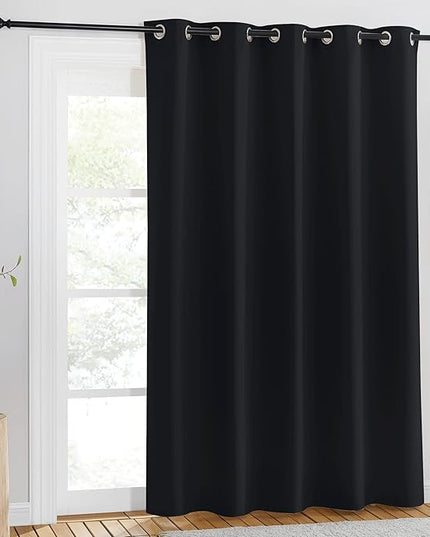 NICETOWN Blackout Curtain Drape 84 inches Length - Light Reducing Thermal Insulated Solid Grommet Blackout Window Treatment for Living Room (1 Piece, W66 x L84, Black)