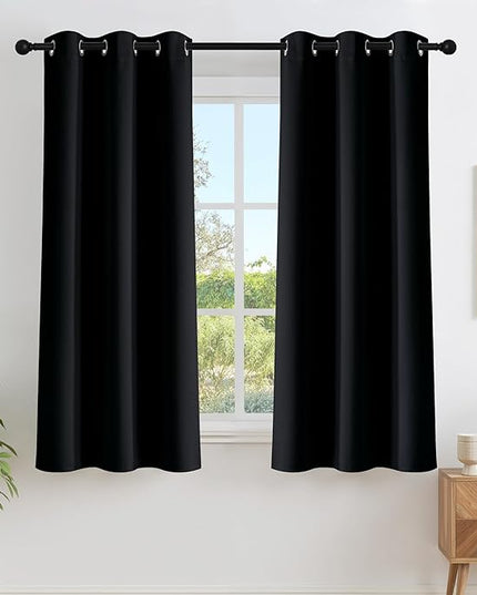 NICETOWN Black Out Curtains 63 inches Long, Grommet Blackout Window Treatment Thermal Insulated Solid Room Darkening Drapes for Bedroom/Kitchen, 2 Panels, W40 x L63