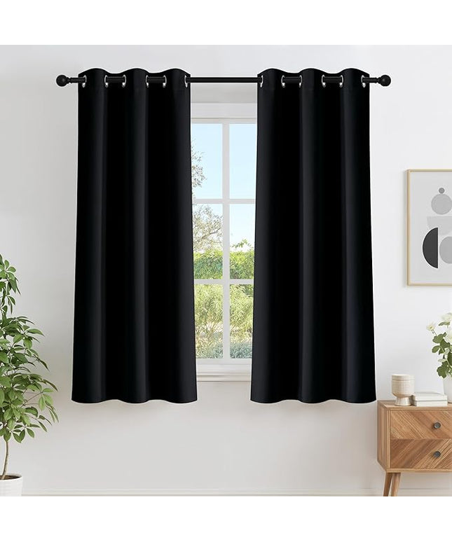 NICETOWN Black Out Curtains 63 inches Long, Grommet Blackout Window Treatment Thermal Insulated Solid Room Darkening Drapes for Bedroom/Kitchen, 2 Panels, W40 x L63