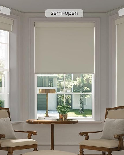 LazBlinds No Drill Blinds for Indoor Windows, Blackout Roller Shades, Cordless Window Blackout Blinds, Thermal Insulated Fabric UV Protection for Home and Office, 30" W x 72" H, Cream