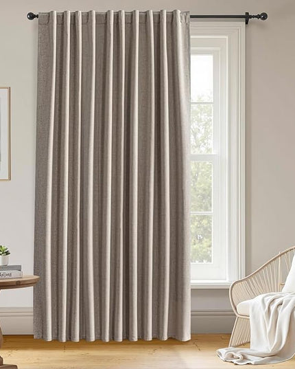100% Blackout Curtains for Bedroom Room, Custom Curtains Blackout Thermal Insulated 1 Panel, Grommet Light Blocking Drapes for Bedroom Windows Luxury Decor(Custom Size,Light Beige