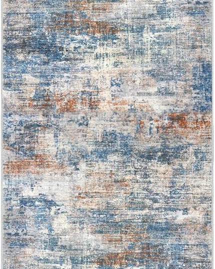 IOHOUZE Abstract Runner Rug 2x5 Ft Washable Runners for Hallways, Non Slip Kitchen Runner Printed Faux Wool Entryway Runner Indoor, Modern Abstract Floor Carpet for Hall Bedroom, Blue Rust