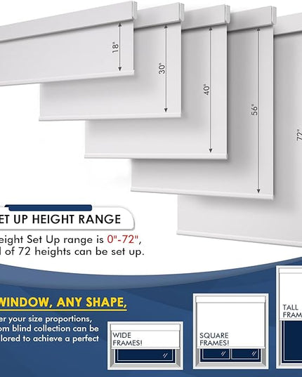 Motorized Blinds with Remote,100% Blackout Smart Roller Shades,Rechargeable Smart Blinds【Solar Panel Included】 Wireless Electric Cordless Shades with Cover Compatible with Alexa White 32 * 72