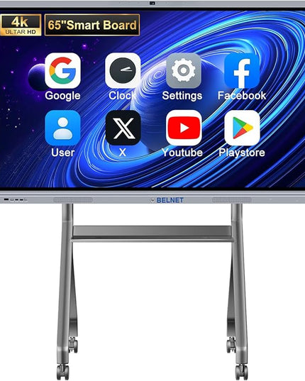 65 Inch Smart Board, Interactive Whiteboard, 4K UHD Touchscreen Digital Whiteboard, Built-in Android OS & Open App Ecosystem, Electronic Whiteboard for Classroom Office Hybrid Work Home (Board Only)