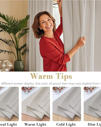 H.VERSAILTEX Blackout Curtains Thermal Insulated Window Treatment Panels Room Darkening Blackout Drapes for Living Room Back Tab/Rod Pocket Bedroom Draperies, 52 x 54 Inch, Stone, 2 Panels