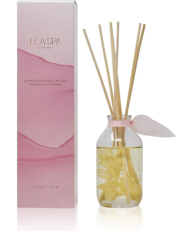 LOVSPA Reed Diffuser Set, Soothe Tahitian Vanilla Bean Scented Oil Diffuser with Sticks, Home Fragrance Accessories for Bathroom Shelf Decor, Aroma Diffusers for Home or Office Fall Decor, USA Made