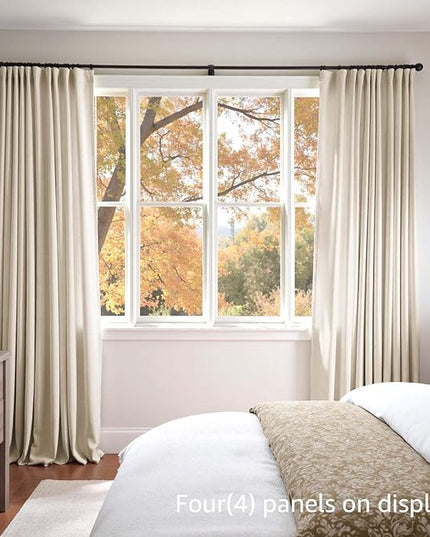 Lazzzy Beige Velvet Curtains 108 Inches Long Black Out Thermal Insulated Room Darkening Lined Curtain Drapes Luxury Back Tab Window Treatments for Bedroom Living Room 2 Panels, 52 x 108 Inch, Cream