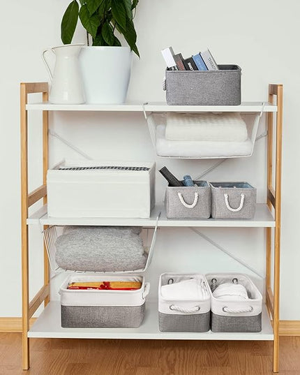 TheWarmHome Storage Bins - 3PCS Fabric Storage Baskets for Organizing Shelves | Large Basket Closet Organizer for Home Shelf Dog Laundry Organization | Collapsible Storage Cubes W/Handles