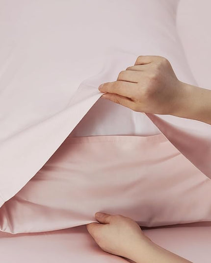 Bedsure Queen Sheet Set, Rayon Derived from Bamboo, Cooling Sheets, Breathable & Soft, Deep Pocket Up to 16 Inches, Hotel Luxury Silky Bedding for Hot Sleepers, Pink