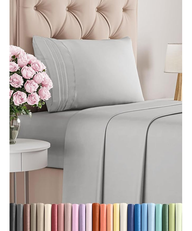 Twin Size 3 Piece Sheet Set - Comfy Breathable & Cooling Bed Sheets Set - Hotel Luxury Bedding for Women, Men, Kids, Teens, Boys & Girls - Deep Pockets, Soft and Wrinkle Free - Oeko-Tex - French Grey