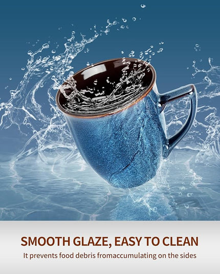 Ceramic Mugs 14 Oz,Mugs Set for Men Women, Ceramic Mugs Set with Large Handle for Coffee Tea Milk Cocoa, Coffee Cups Set of 6 Gift for Dad Mom,Easy to Clean & Hold, Microwave Safe.