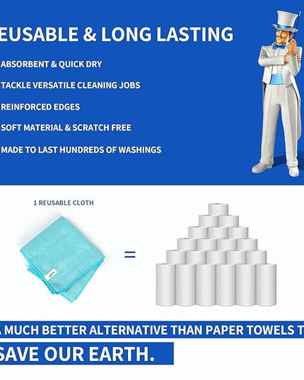 MR.SIGA Microfiber Cleaning Cloth, Pack of 24, Size:12.6" x 12.6"