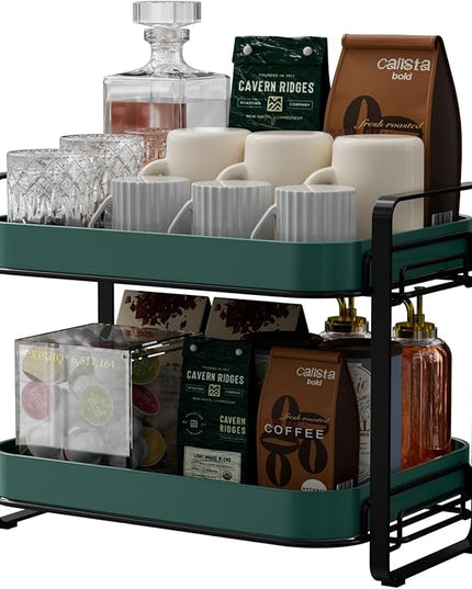 2-Tier Cup Drying Rack & Coffee Bar Accessories With Tray - Mug Holder for Countertop, Baby Bottle Organizer, Sippy Cup Storage, Tea & Glass Organizer