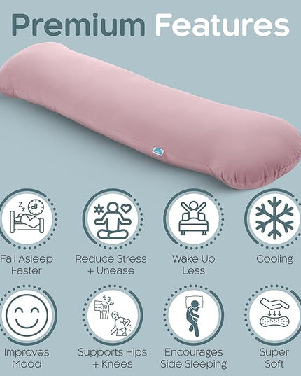 Weighted Body Pillow 8lbs - Weighted Pillow for Deeper Sleep (48" x 14") - Cooling Body Pillows for Adults, Side Sleeper Body Pillows with Cover (X-Large/Blossom)